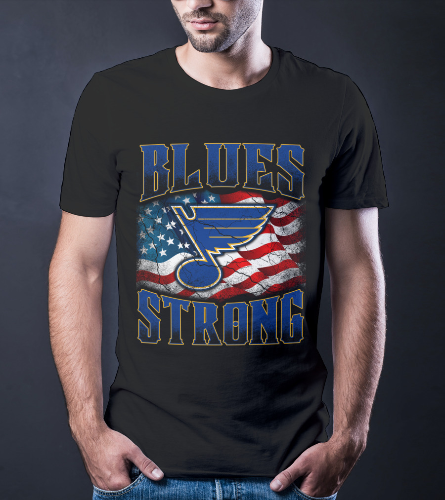 Blues Strong St. Louis American Flag T-Shirt