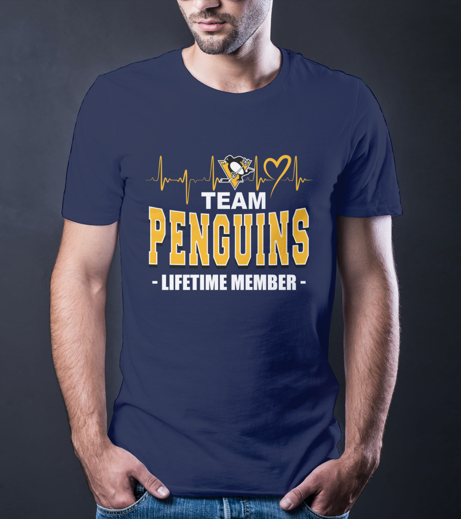 Team Penguins Lifetime Member Pittsburgh Penguins Heartbeat T-Shirt
