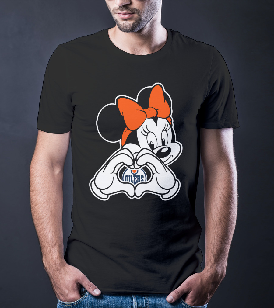 Edmonton Oilers Minnie Mouse Heart Hands T-Shirt