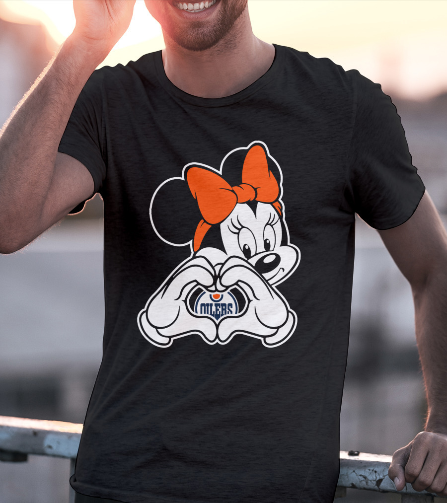 Edmonton Oilers Minnie Mouse Heart Hands T-Shirt