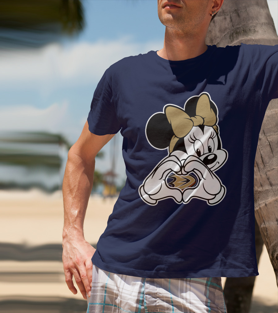 Anaheim Ducks Minnie Mouse Heart Hands T-Shirt