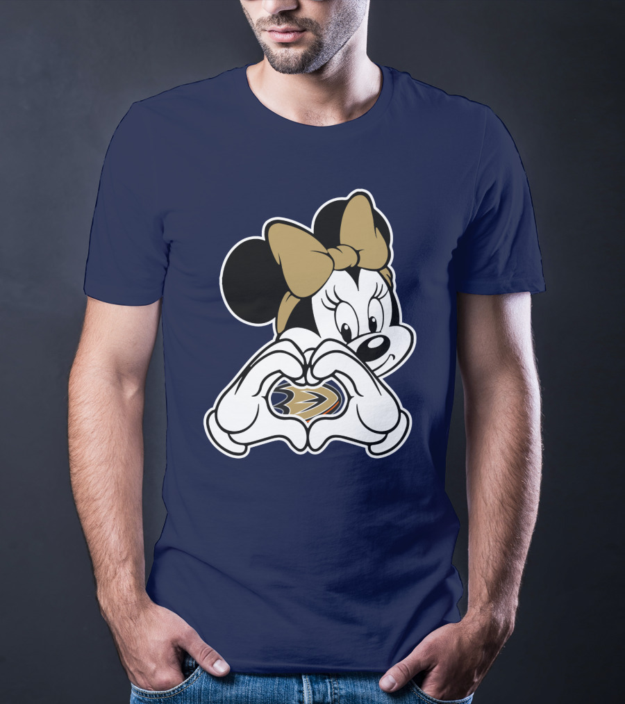 Anaheim Ducks Minnie Mouse Heart Hands T-Shirt