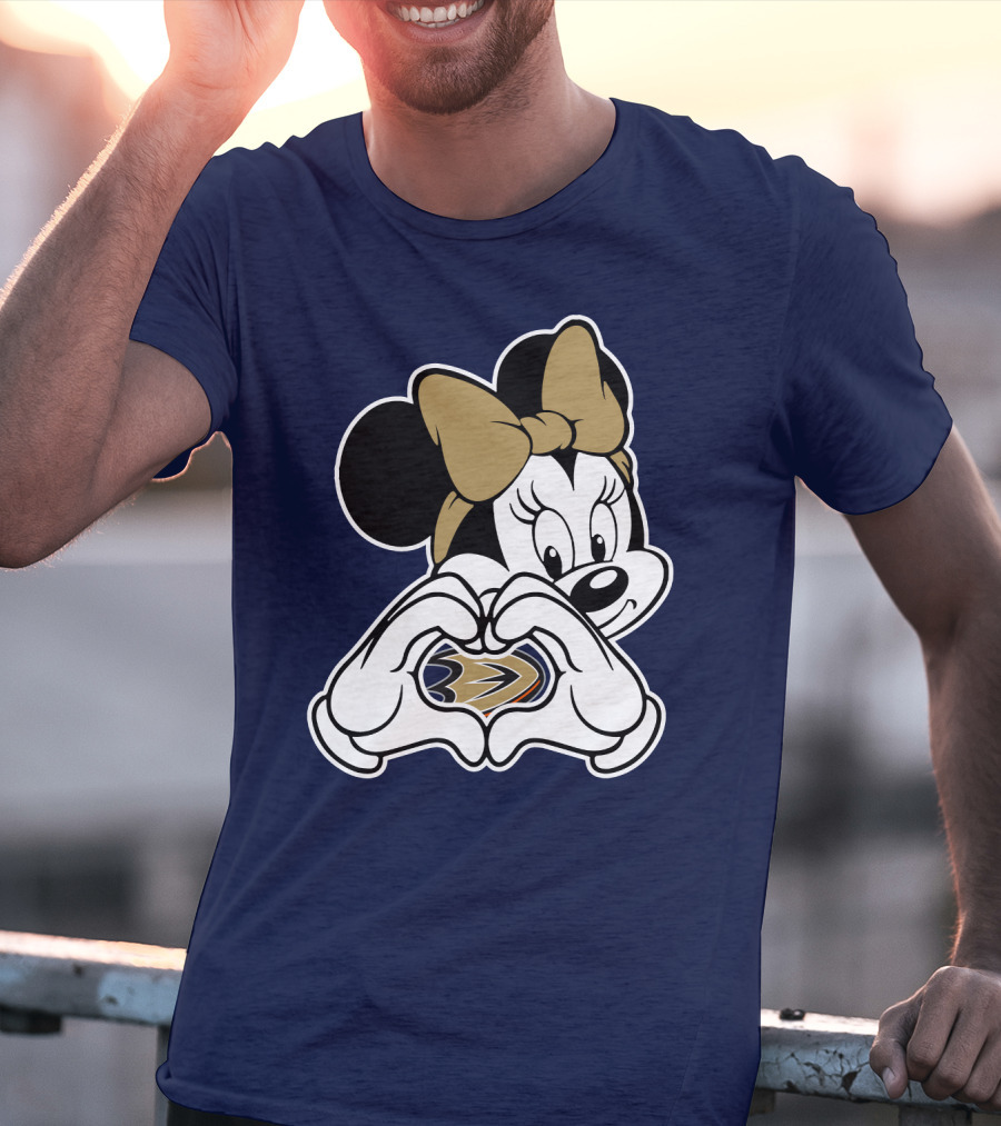 Anaheim Ducks Minnie Mouse Heart Hands T-Shirt