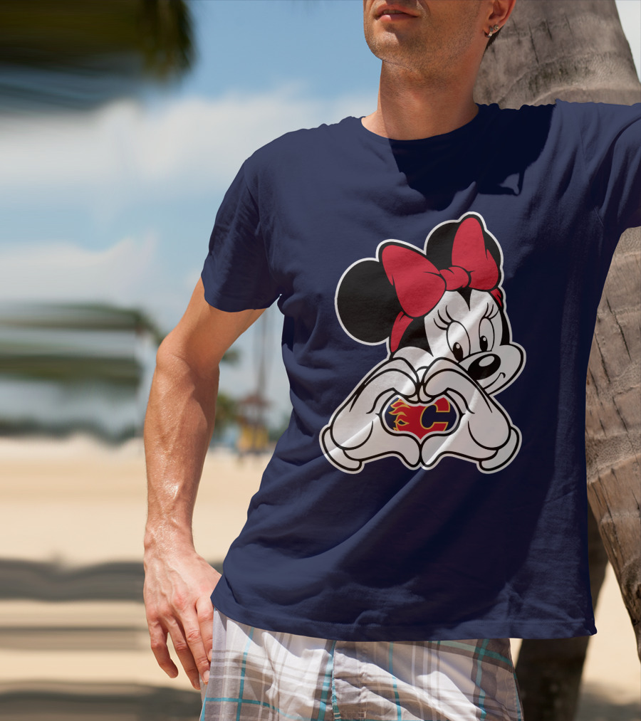 Minnie Heart Hands Calgary Flames T-Shirt
