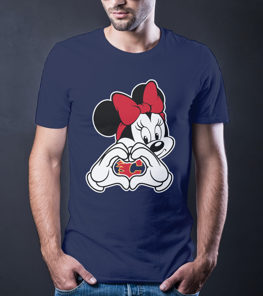 Minnie Heart Hands Calgary Flames T-Shirt