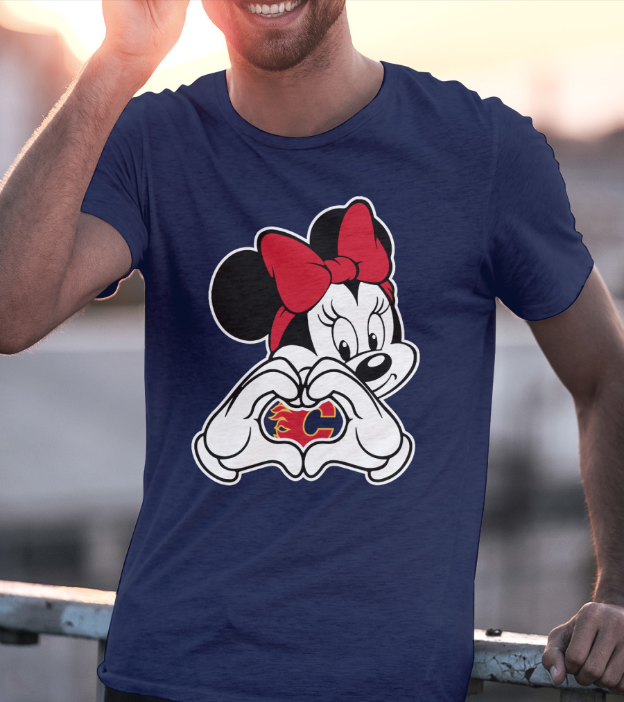Minnie Heart Hands Calgary Flames T-Shirt