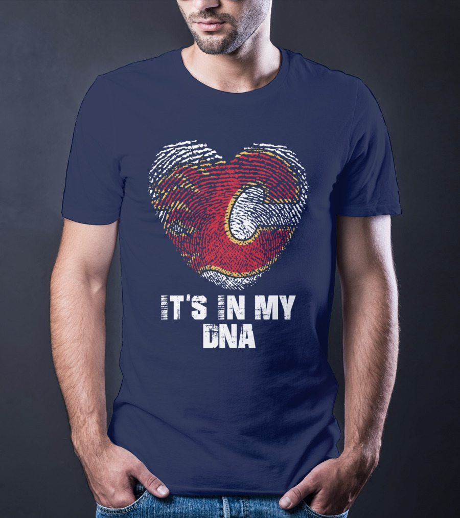 Calgary Flames Heart It's In My Dna Fingerprint T-Shirt