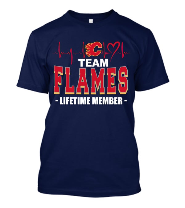 Team Calgary Flames Lifetime Member Heartbeat T-Shirt