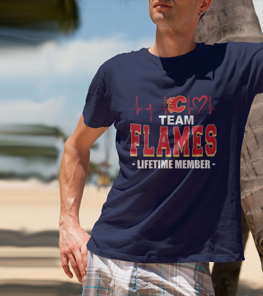 Team Calgary Flames Lifetime Member Heartbeat T-Shirt