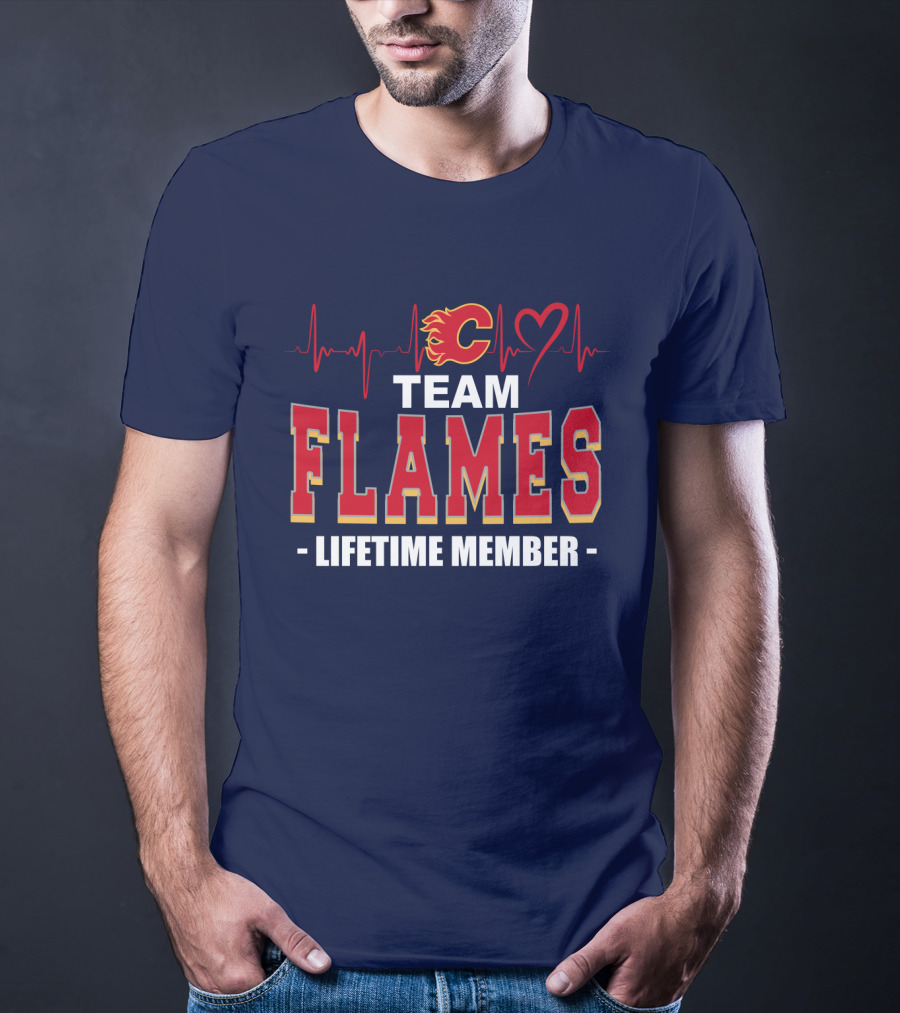 Team Calgary Flames Lifetime Member Heartbeat T-Shirt