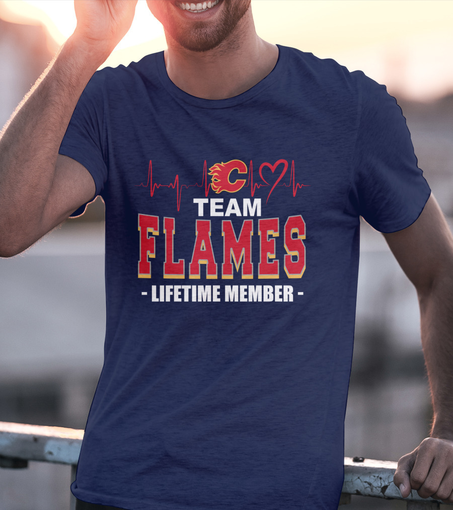 Team Calgary Flames Lifetime Member Heartbeat T-Shirt