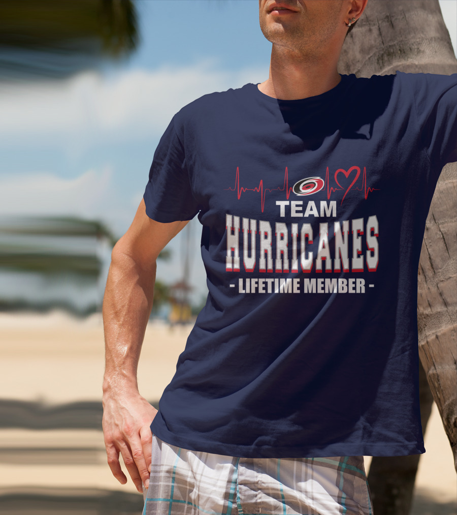 Team Hurricanes Lifetime Member Heartbeat Love T-Shirt