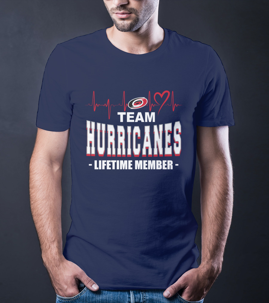 Team Hurricanes Lifetime Member Heartbeat Love T-Shirt