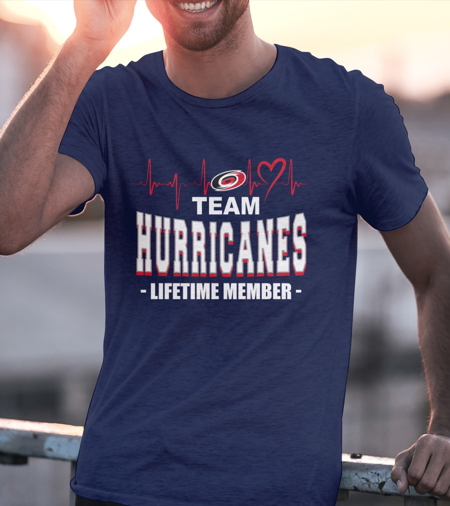 Team Hurricanes Lifetime Member Heartbeat Love T-Shirt