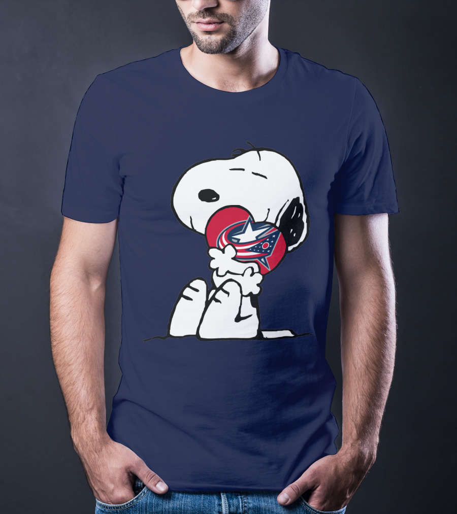 Snoopy Columbus Blue Jackets Nhl Logo Hug T-Shirt
