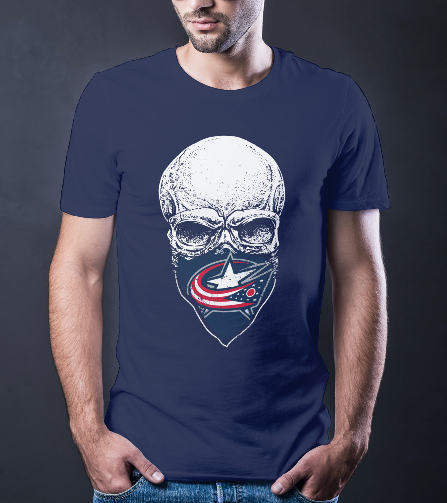 Columbus Blue Jackets Skull Bandana T-Shirt