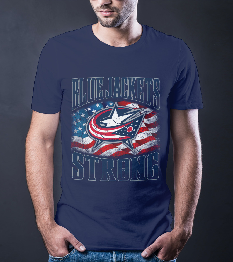 Blue Jackets Strong American Flag T-Shirt
