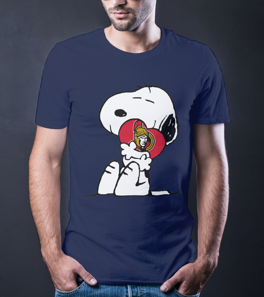 Ottawa Senators Hockey Heart And Snoopy Hug T-Shirt