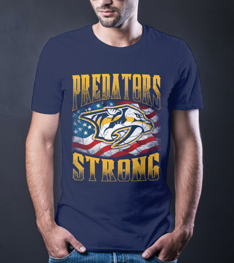 Predators Strong American Flag Nashville Predators T-Shirt