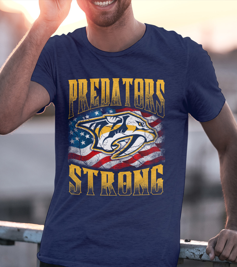 Predators Strong American Flag Nashville Predators T-Shirt