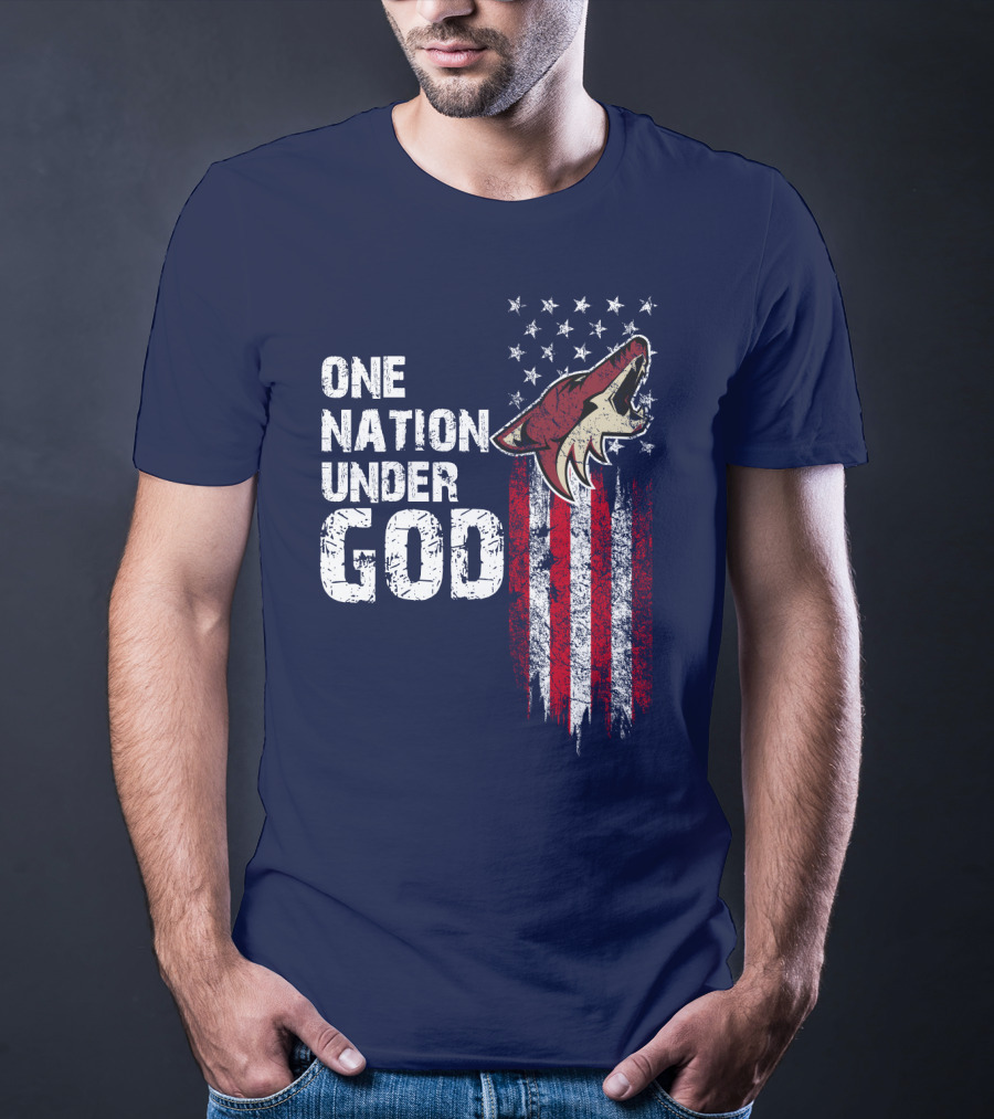 One Nation Under God Arizona Coyotes Usa Flag T-Shirt