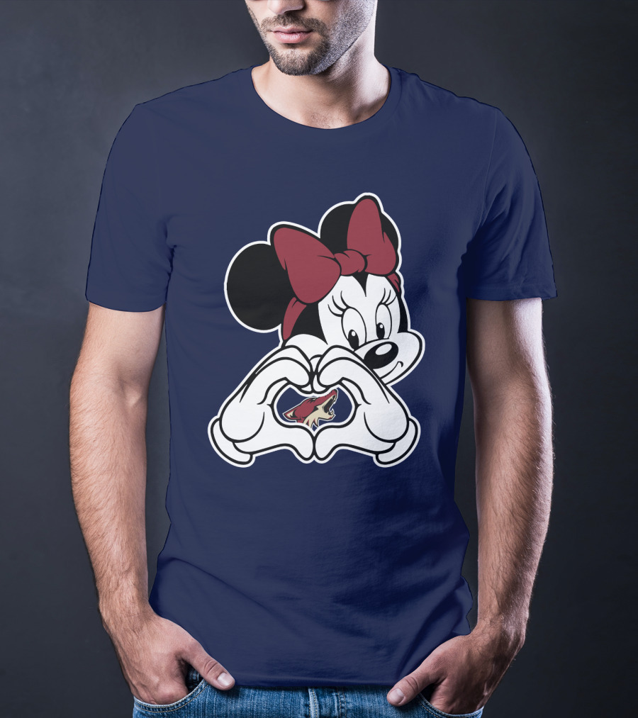 Minnie Mouse Arizona Coyotes Heart Hands T-Shirt