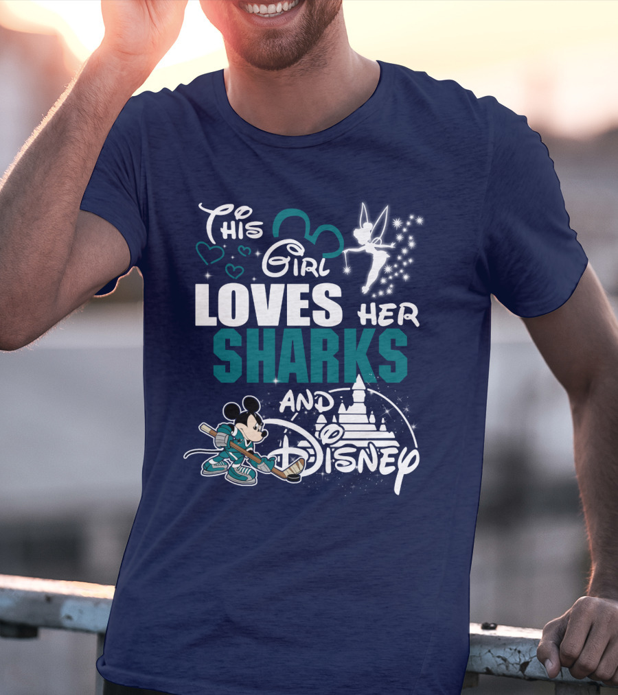 This Girl Loves Her Sharks And Disney T-Shirt