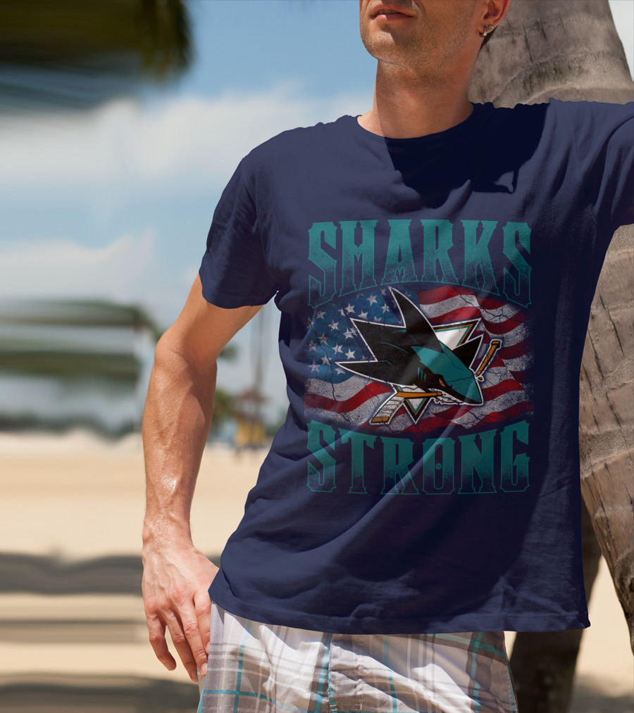 Sharks Strong American Flag San Jose Sharks T-Shirt