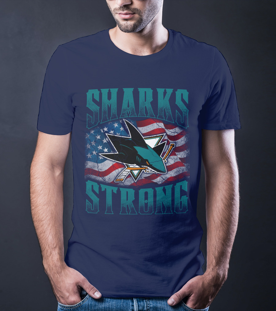 Sharks Strong American Flag San Jose Sharks T-Shirt