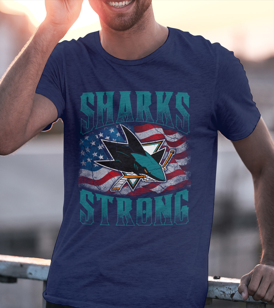 Sharks Strong American Flag San Jose Sharks T-Shirt
