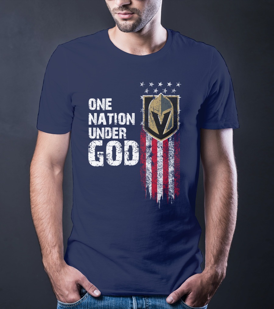 One Nation Under God Vegas Golden Knights Logo Stars And Stripes T-Shirt