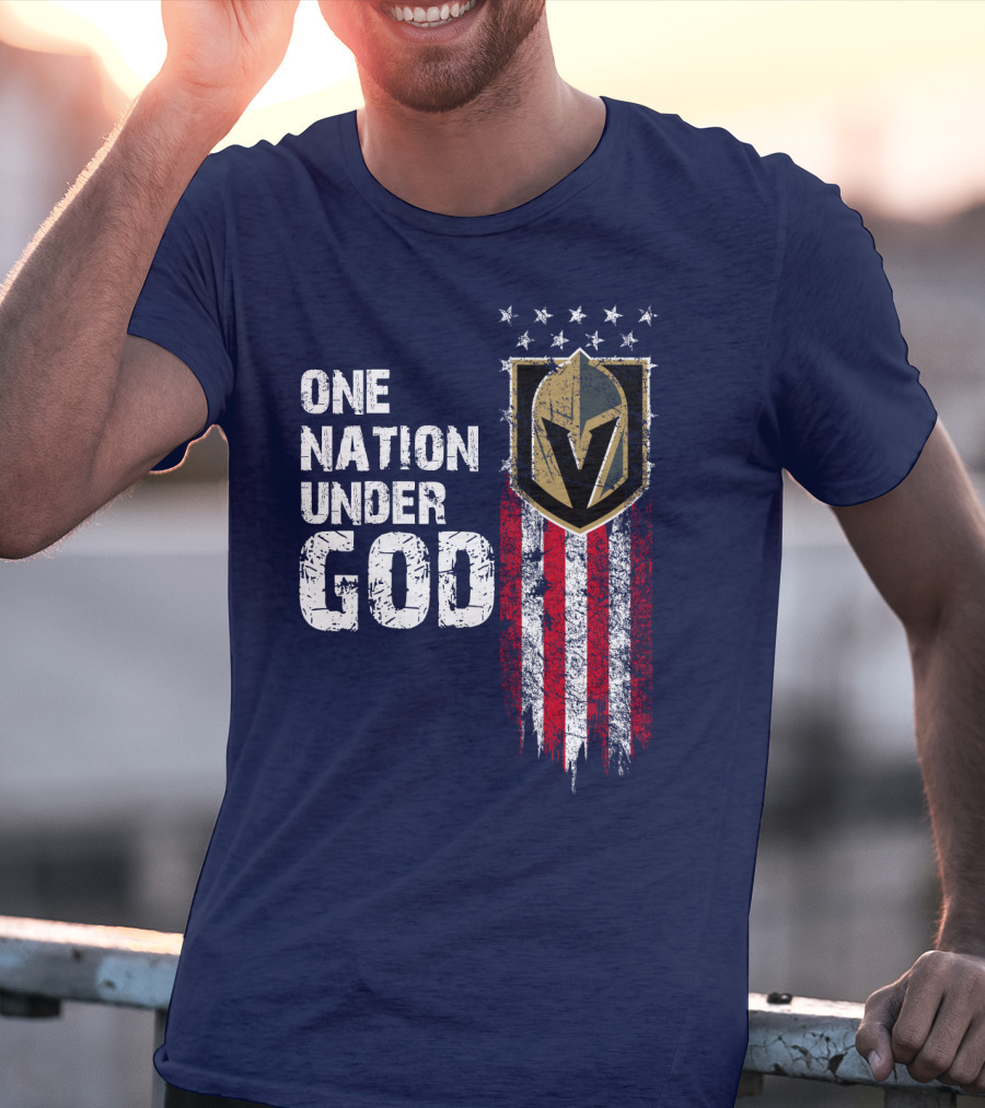 One Nation Under God Vegas Golden Knights Logo Stars And Stripes T-Shirt