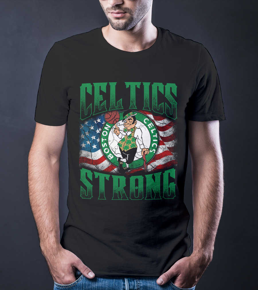 Celtics Strong Boston Celtics American Flag T-Shirt