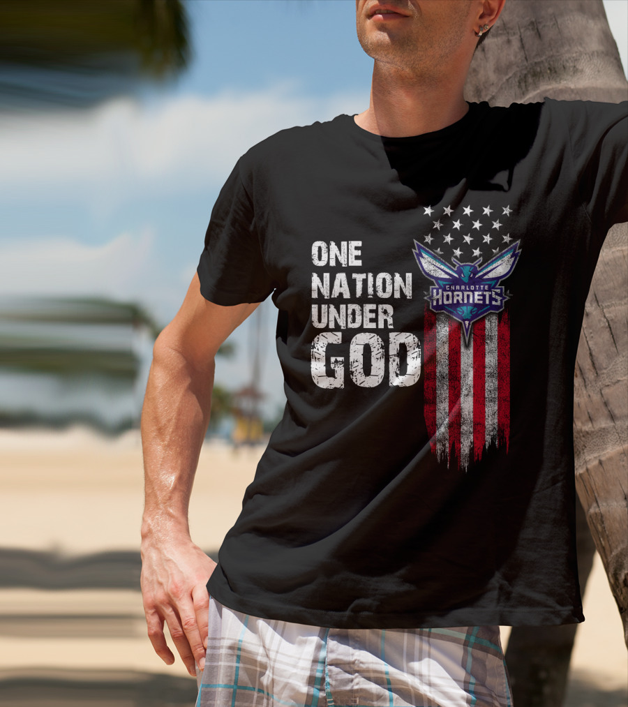 One Nation Under God Charlotte Hornets Stars Stripes T-Shirt