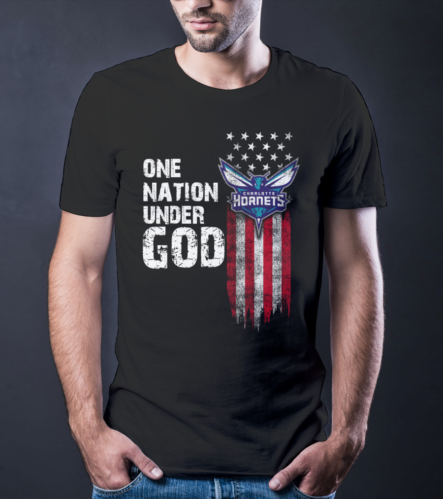 One Nation Under God Charlotte Hornets Stars Stripes T-Shirt
