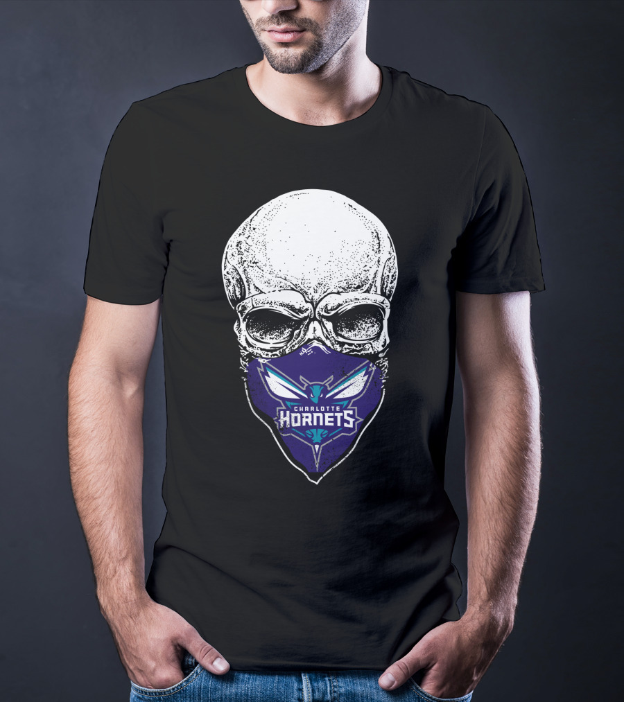 Charlotte Hornets Skull Mask T-Shirt