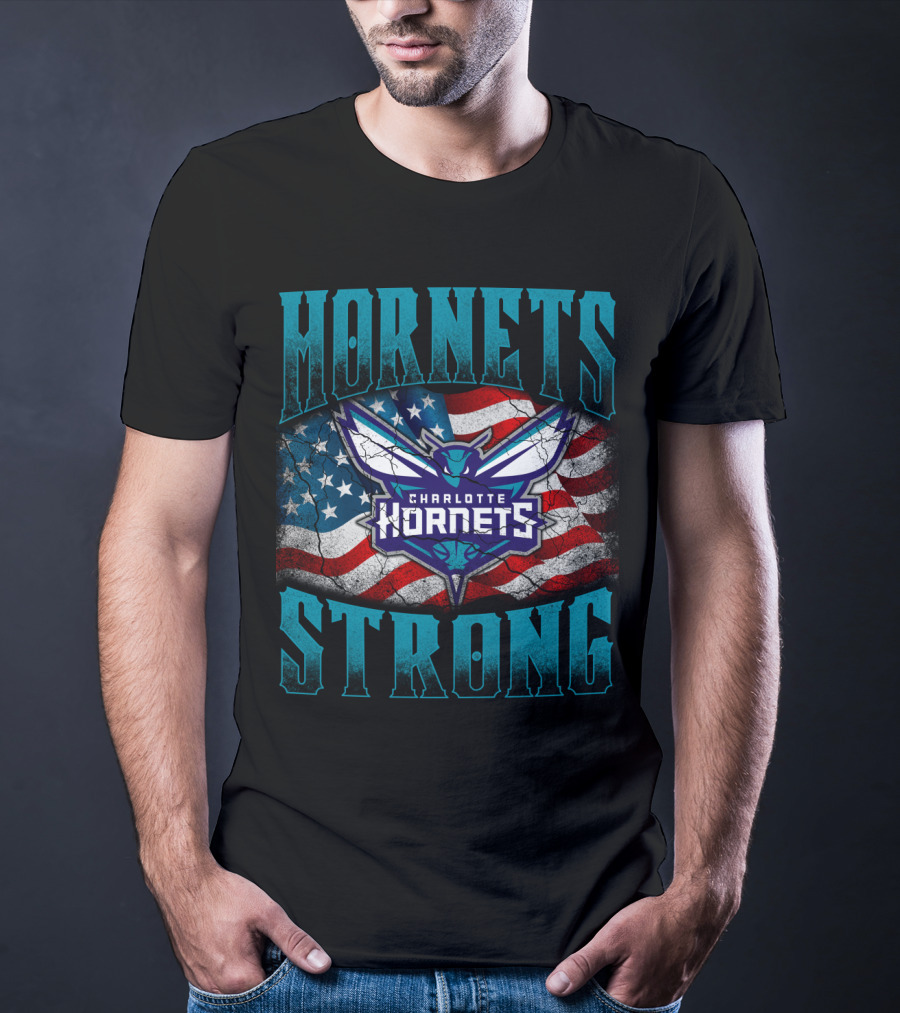 Hornets Strong Charlotte Hornets American Flag T-Shirt