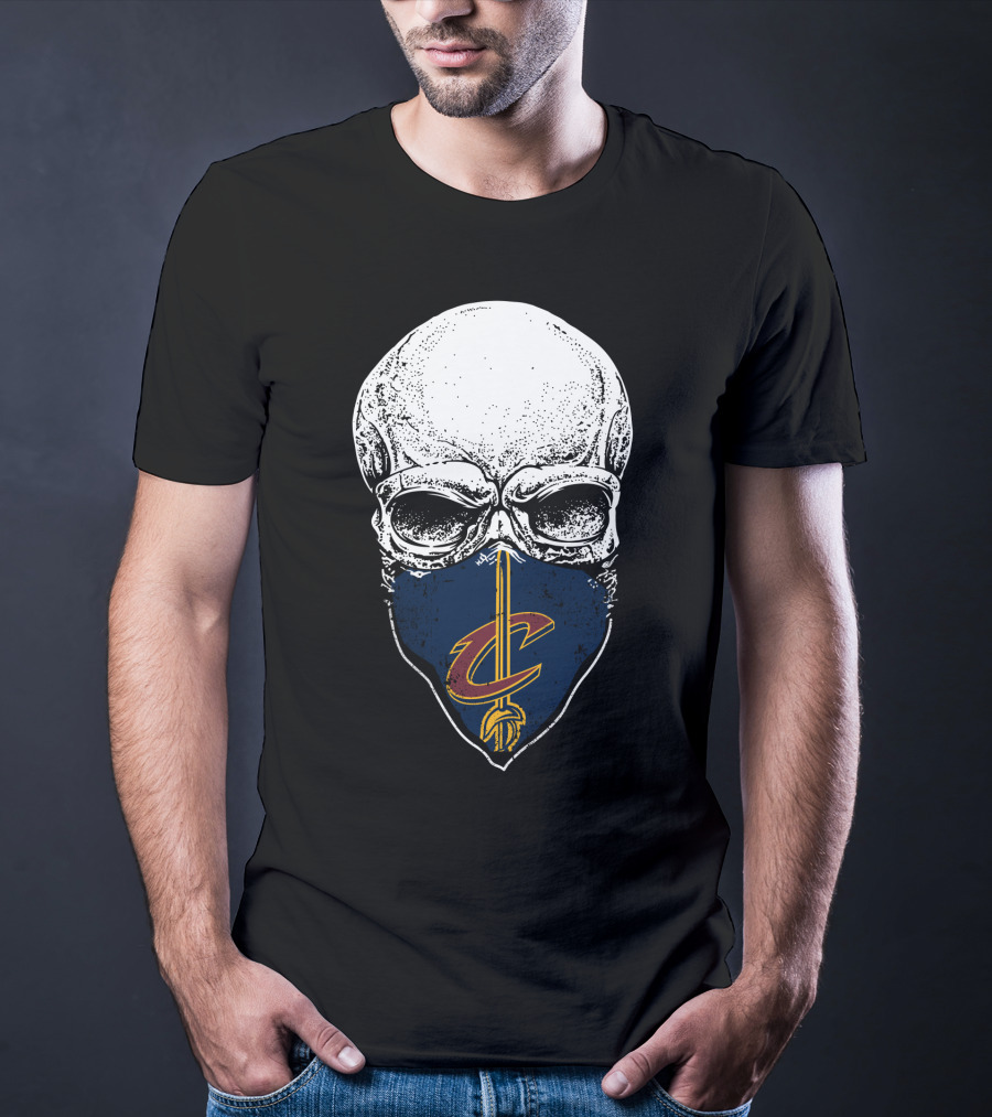 Cleveland Cavaliers Skull With C Logo On Face Mask T-Shirt