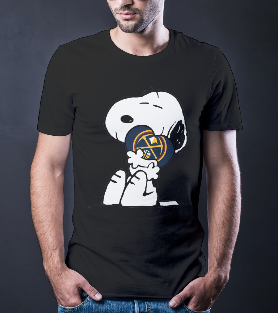 Denver Nuggets Snoopy Hugging Basketball T-Shirt