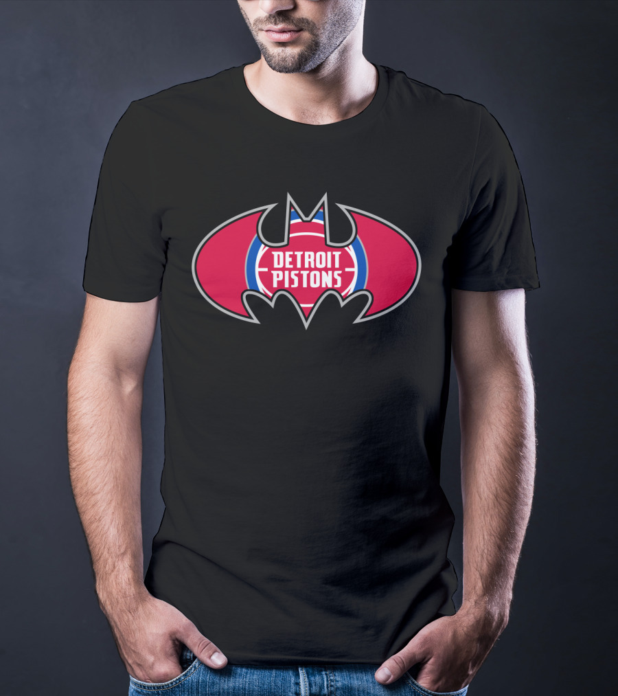 Detroit Pistons Logo Basketball Batman Symbol T-Shirt