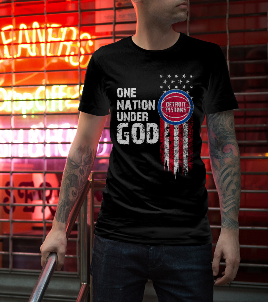 One Nation Under God Detroit Pistons Stars And Stripes T-Shirt