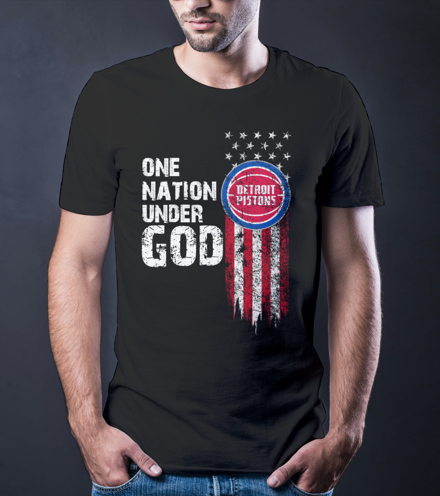 One Nation Under God Detroit Pistons Stars And Stripes T-Shirt