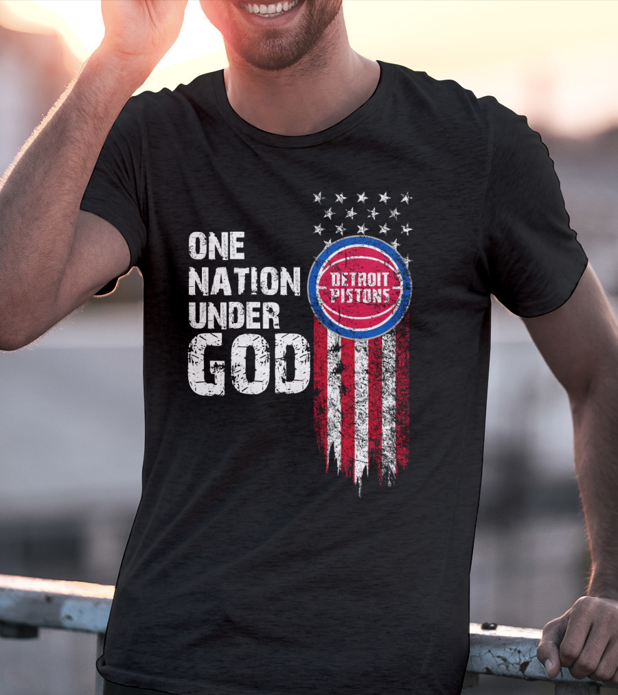 One Nation Under God Detroit Pistons Stars And Stripes T-Shirt
