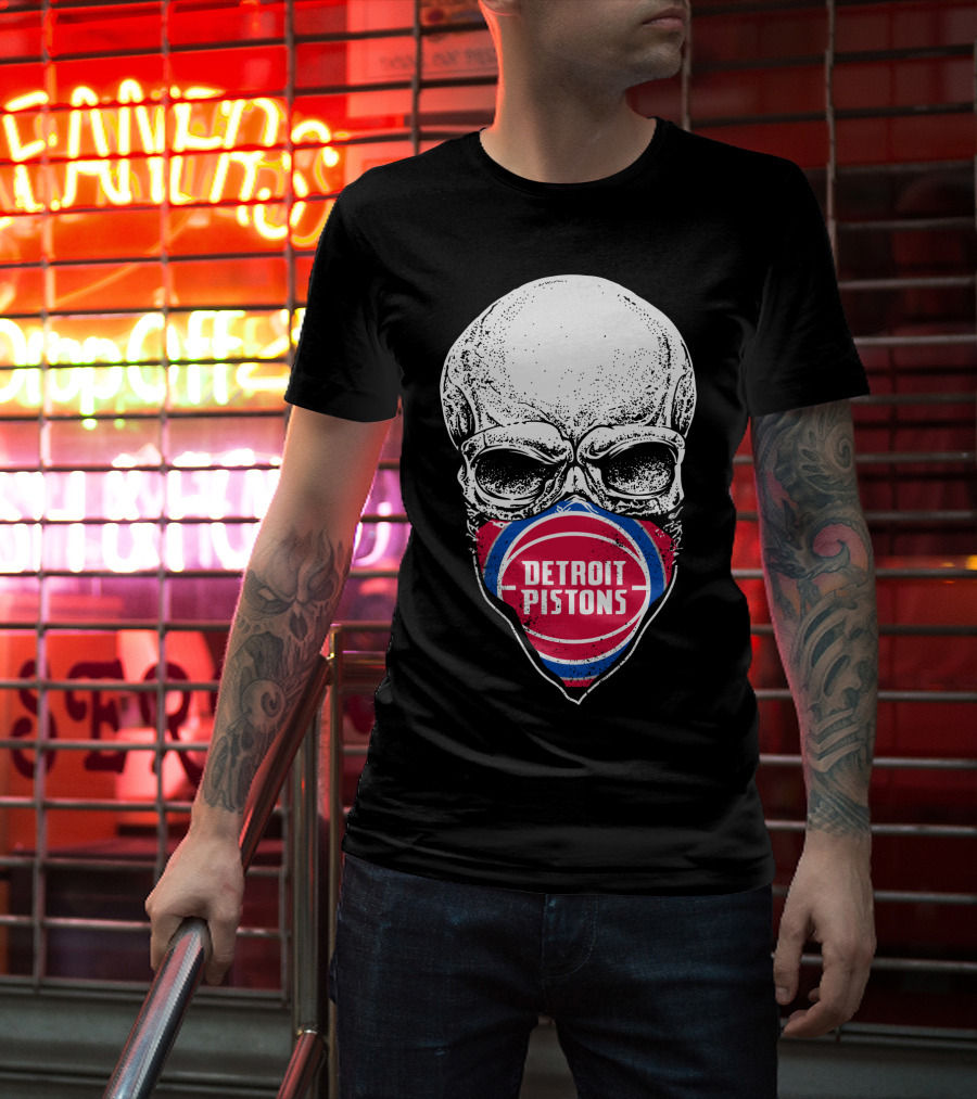 Detroit Pistons Skull Masked T-Shirt