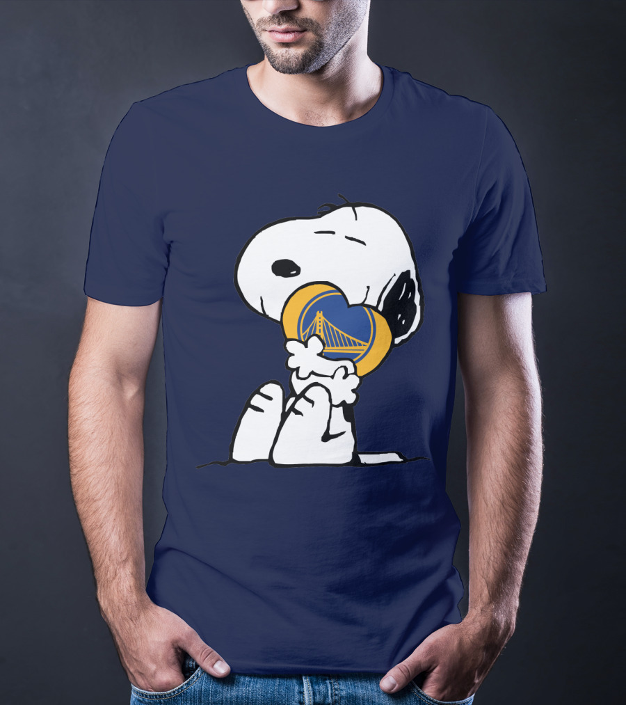 Snoopy Hugging Golden State Warriors Basketball Heart T-Shirt