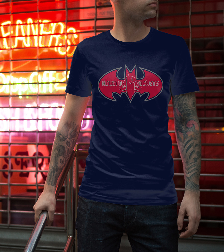 Houston Rockets Batman Logo Red Bat Symbol T-Shirt