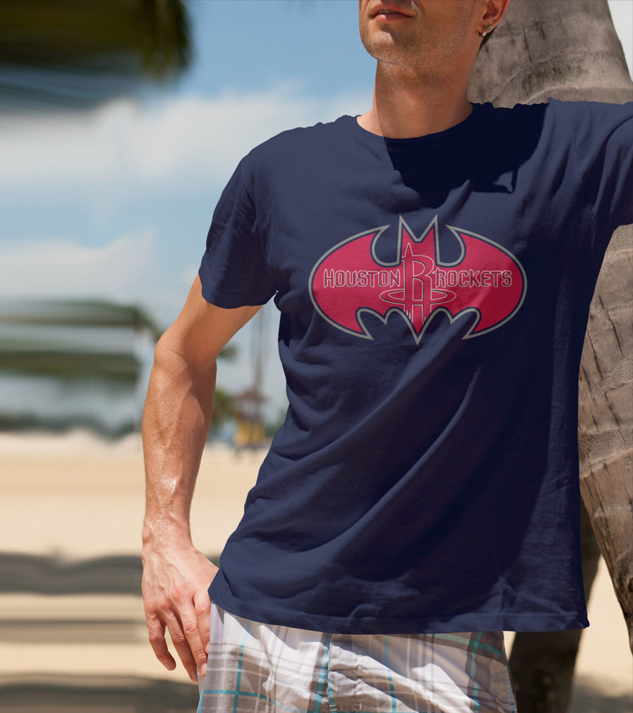 Houston Rockets Batman Logo Red Bat Symbol T-Shirt