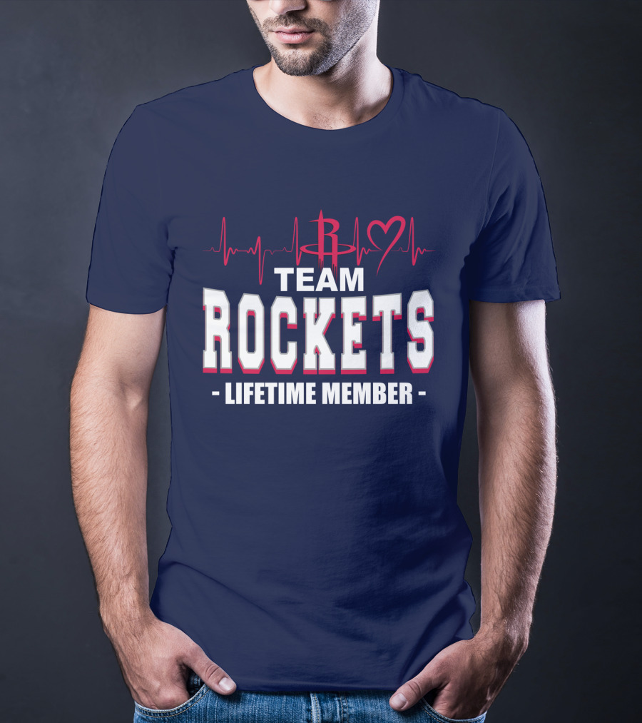 Team Rockets Lifetime Member Heartbeat Houston Rockets T-Shirt