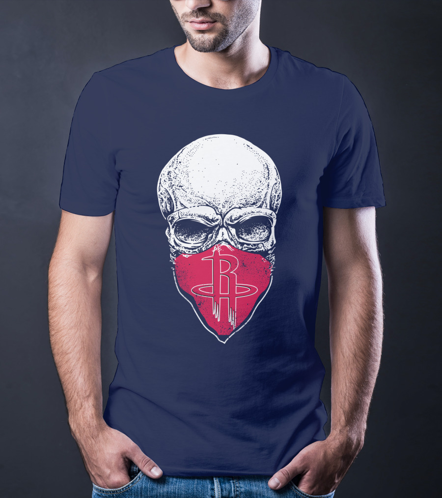 Houston Rockets Skull Logo Face Mask T-Shirt
