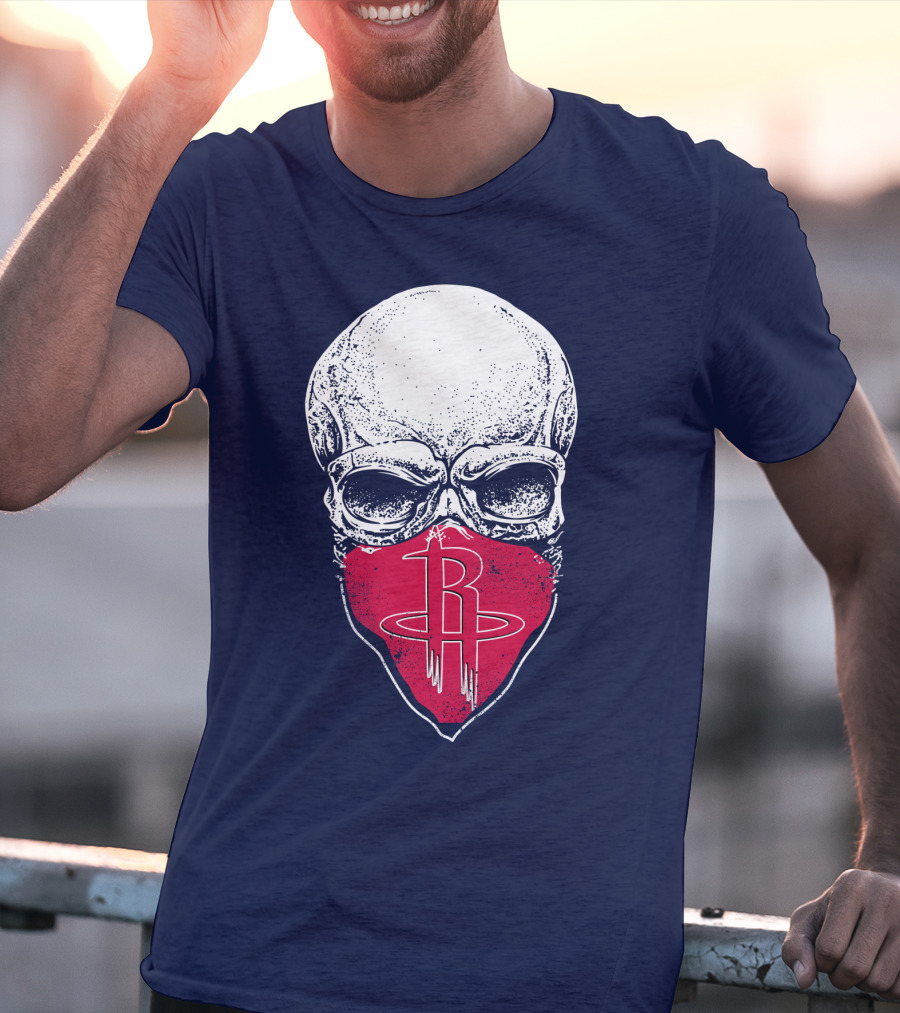 Houston Rockets Skull Logo Face Mask T-Shirt